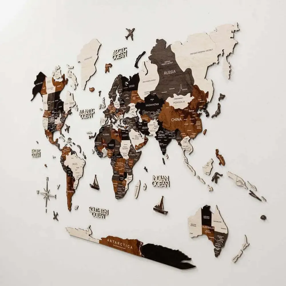 Other wall decoration - 2D Wooden World Map WoodTonedXL - ENJOY THE WOOD