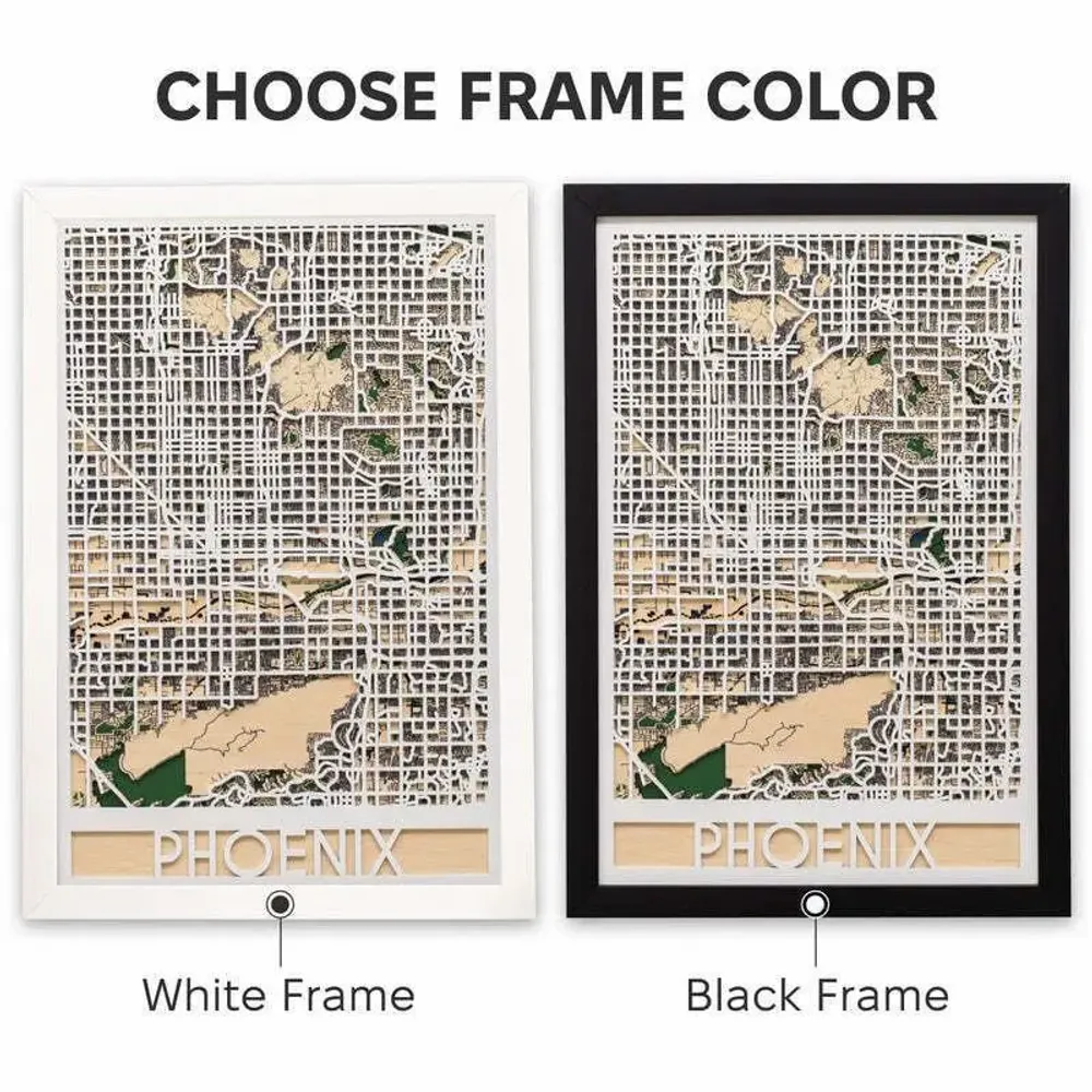 Other wall decoration - 3D City Map 3.0 Phoenix M Black Frame - ENJOY THE WOOD