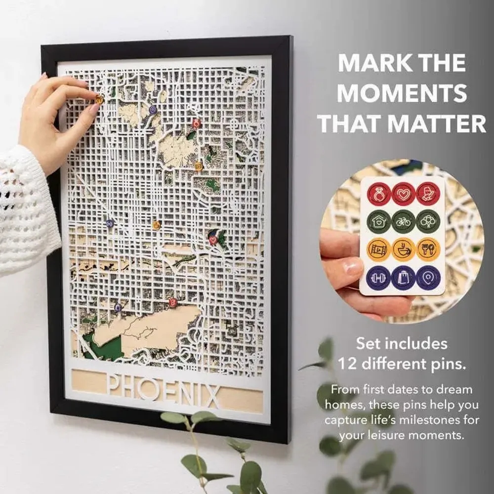 Other wall decoration - 3D City Map 3.0 Phoenix M Black Frame - ENJOY THE WOOD