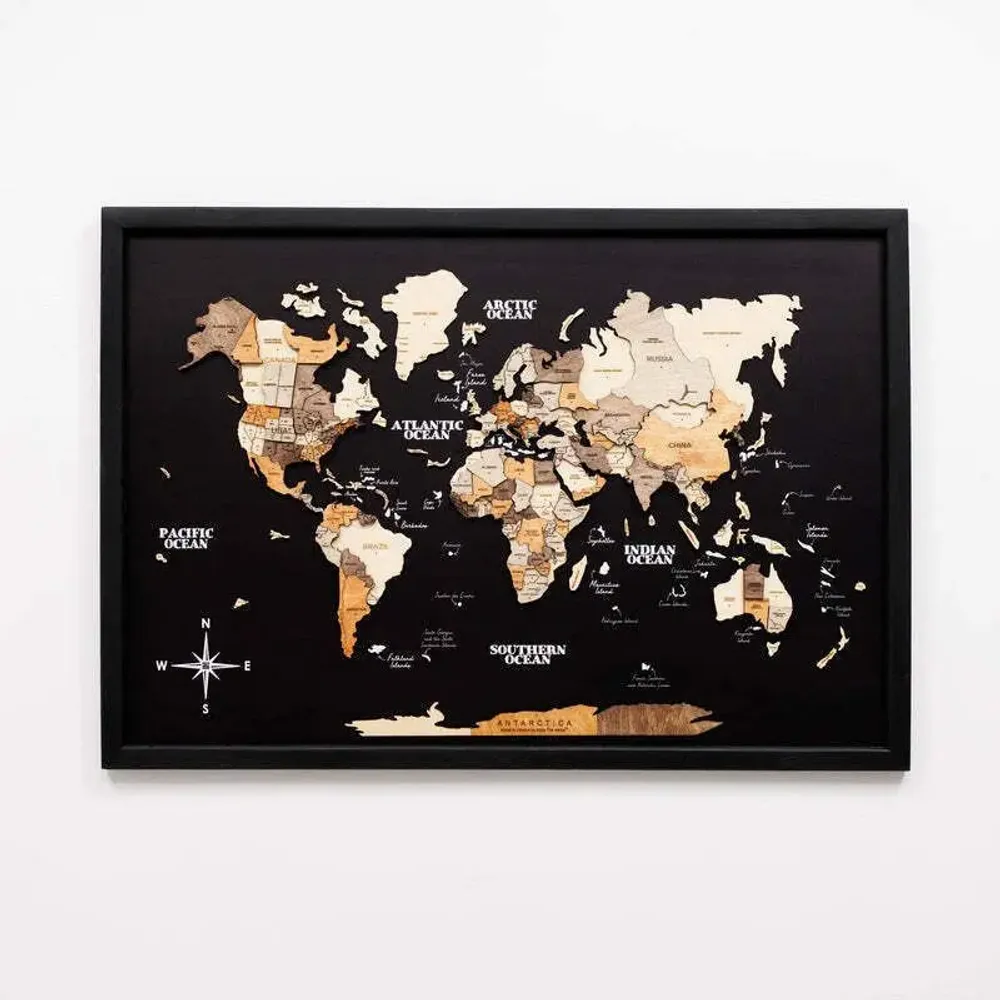 Other wall decoration - 3D Wooden Panel World Map Multicolor M Milky White - ENJOY THE WOOD