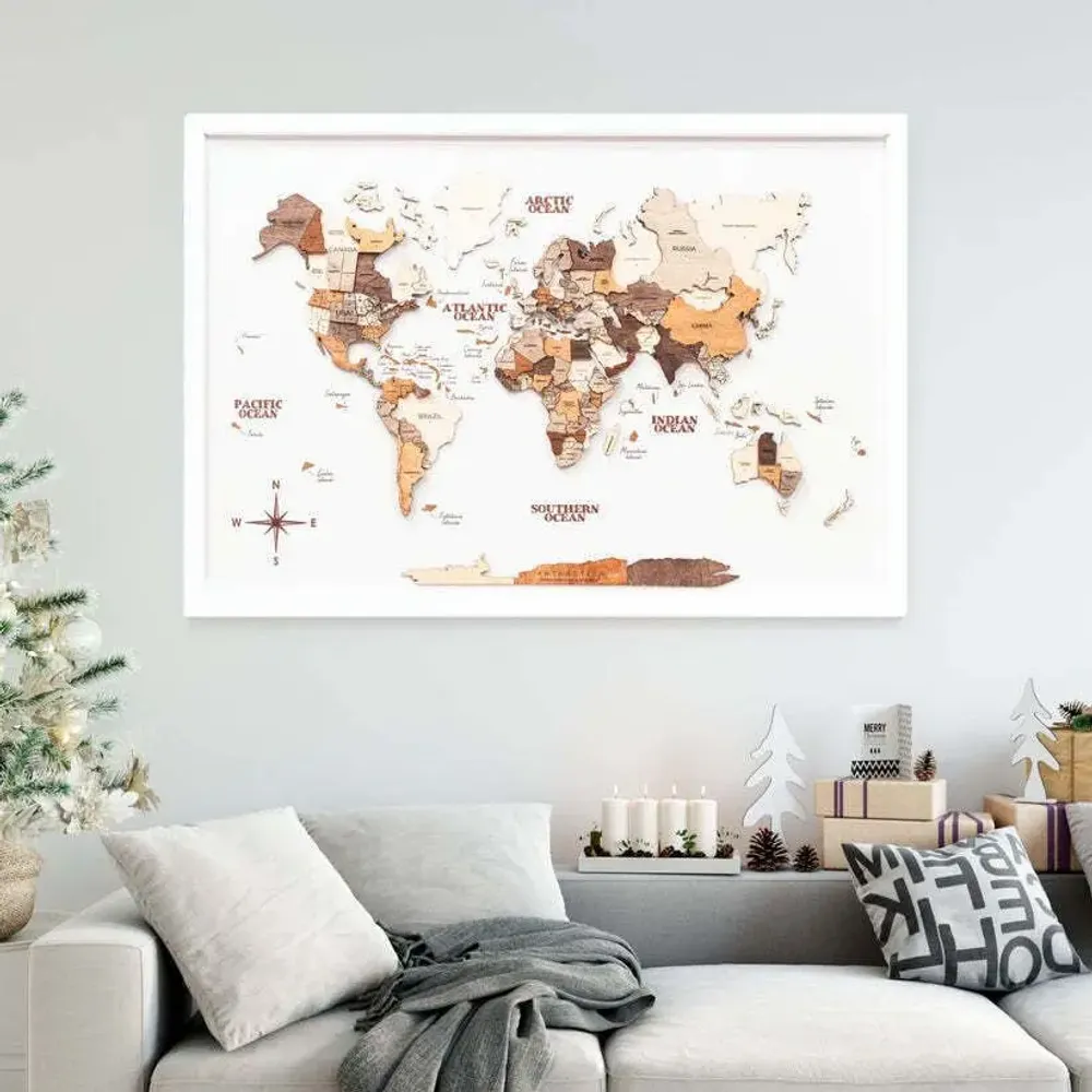 Other wall decoration - 3D Wooden Panel World Map Multicolor M Ocean - ENJOY THE WOOD