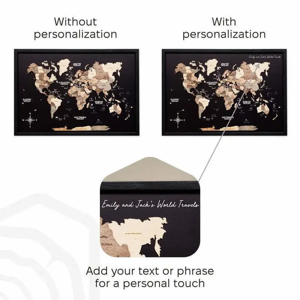 Other wall decoration - 3D Wooden Panel World Map Smokey M Black - ENJOY THE WOOD