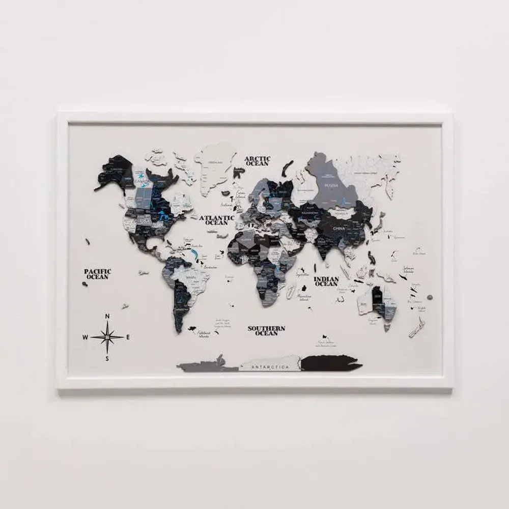 Autres décorations murales - Panneau mural carte du monde 3D Nordik coloré L Blanc laiteux - ENJOY THE WOOD