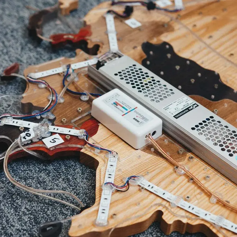 Other wall decoration - 3D Solid Wooden World Map Multicolor L acrylic + LED - ENJOY THE WOOD