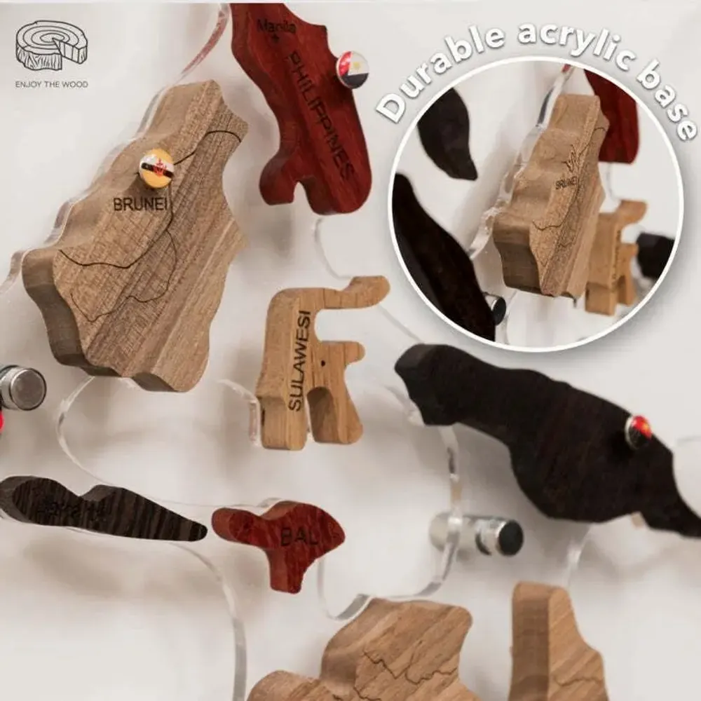 Other wall decoration - 3D Solid Wooden World Map Multicolor L acrylic only - ENJOY THE WOOD