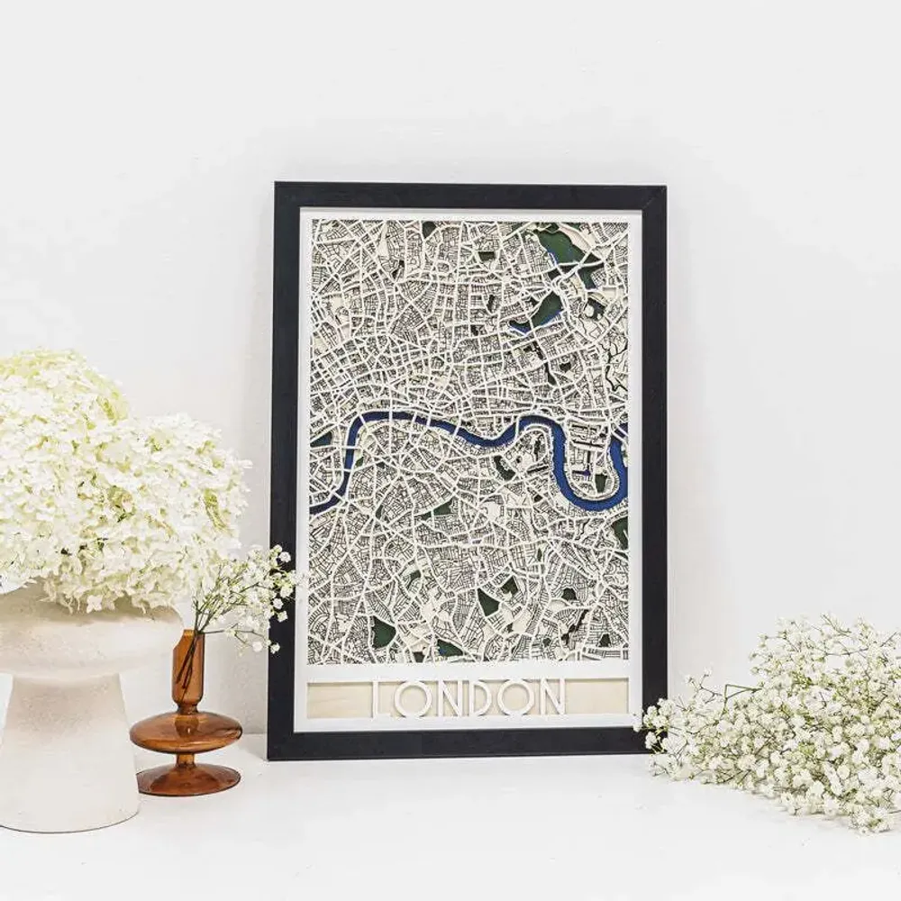 Other wall decoration - 3D City Map 3.0 London L Black Frame - ENJOY THE WOOD