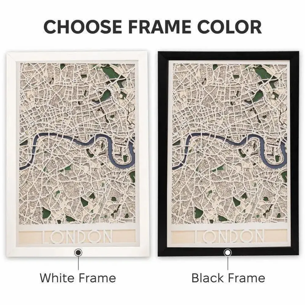 Other wall decoration - 3D City Map 3.0 London L Black Frame - ENJOY THE WOOD