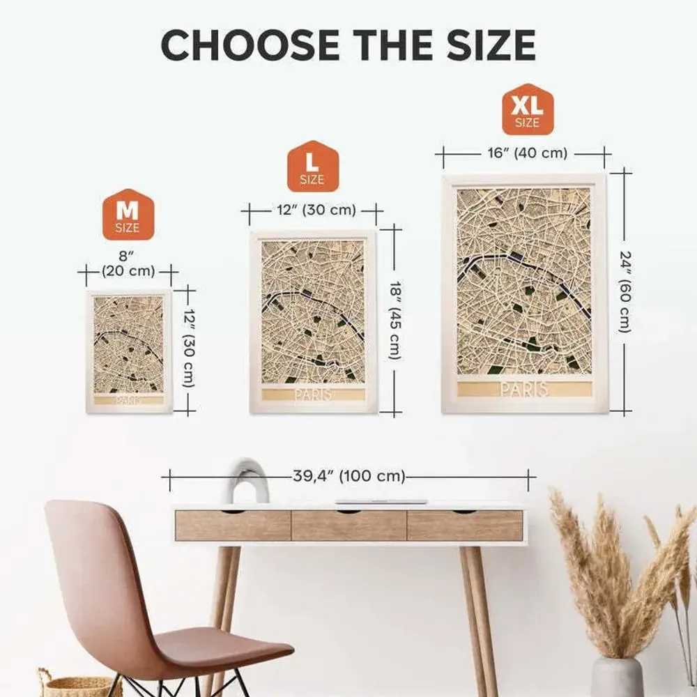 Other wall decoration - 3D City Map 3.0 Paris L White Frame - ENJOY THE WOOD