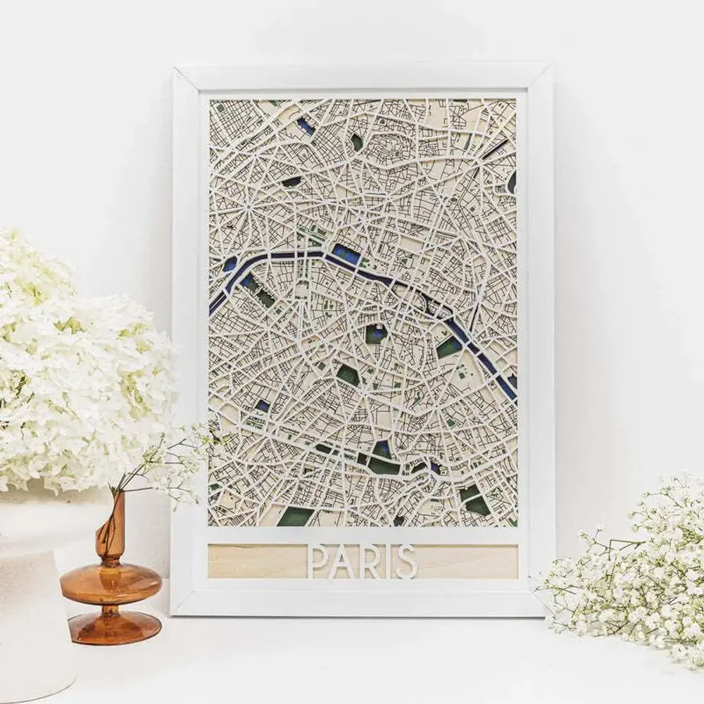 Other wall decoration - 3D City Map 3.0 Paris XL White Frame - ENJOY THE WOOD