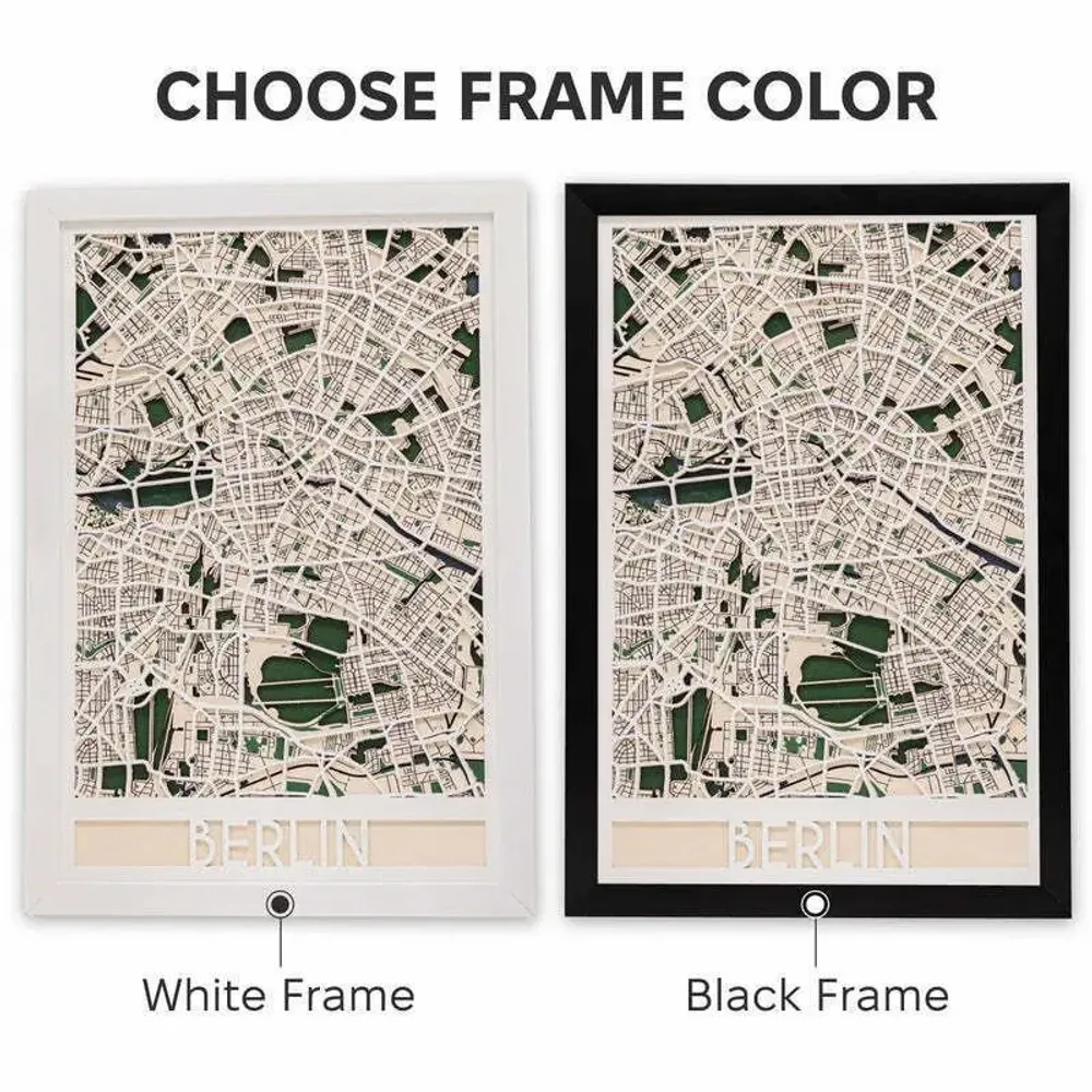 Other wall decoration - 3D City Map 3.0 Berlin L Black Frame - ENJOY THE WOOD
