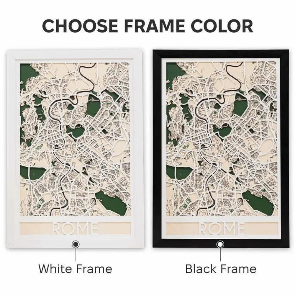Other wall decoration - 3D City Map 3.0 Rome L Black Frame - ENJOY THE WOOD