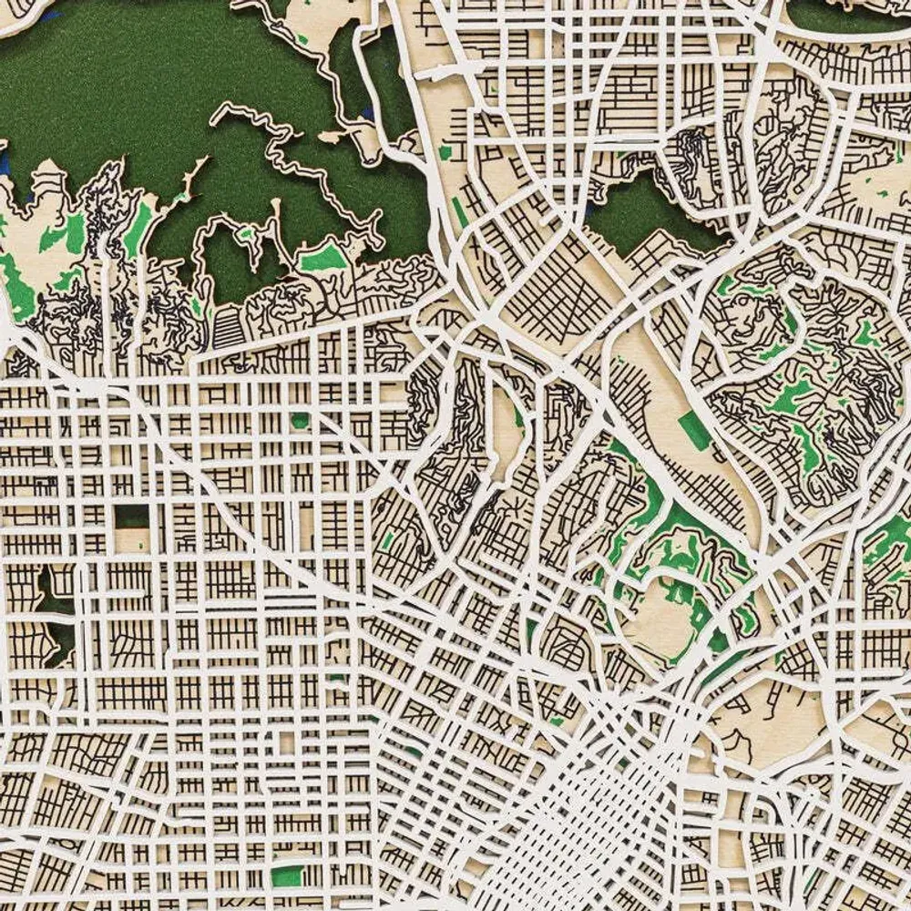 Autres décorations murales - Carte 3D de la ville 3.0 Los Angeles M, cadre blanc - ENJOY THE WOOD