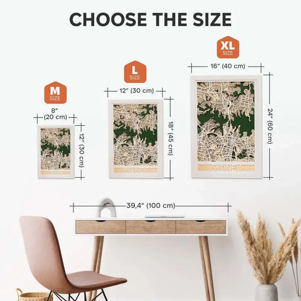 Other wall decoration - 3D City Map 3.0 Sydney L Black Frame - ENJOY THE WOOD