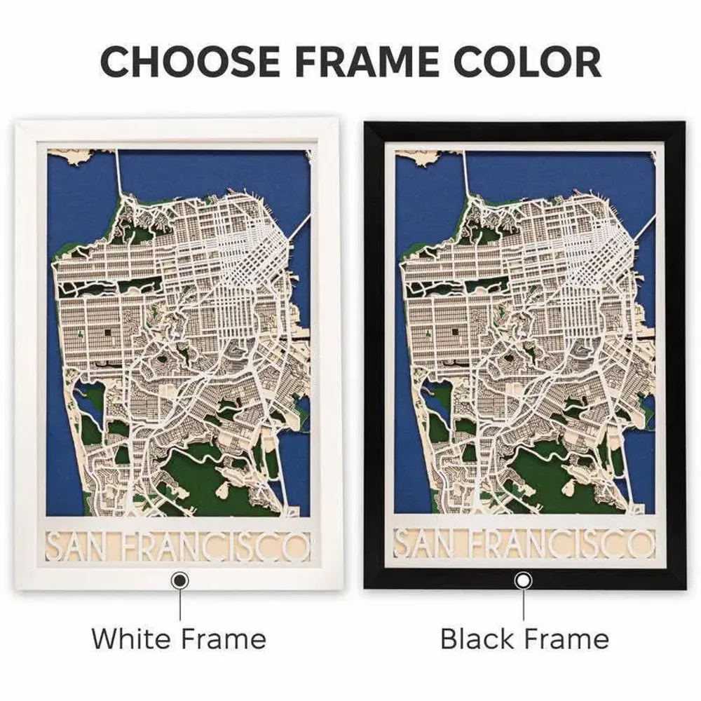 Other wall decoration - 3D City Map 3.0 San Francisco XL White Frame - ENJOY THE WOOD