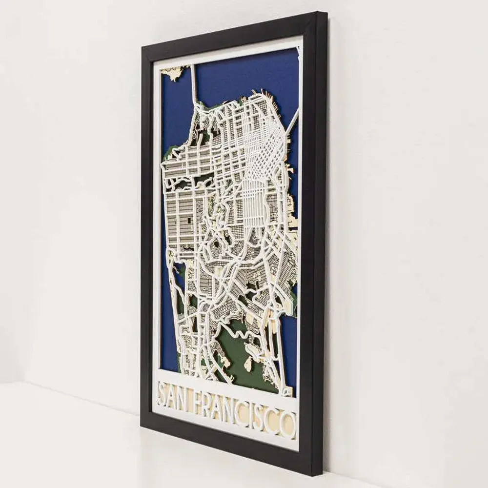 Other wall decoration - 3D City Map 3.0 San Francisco L Black Frame - ENJOY THE WOOD