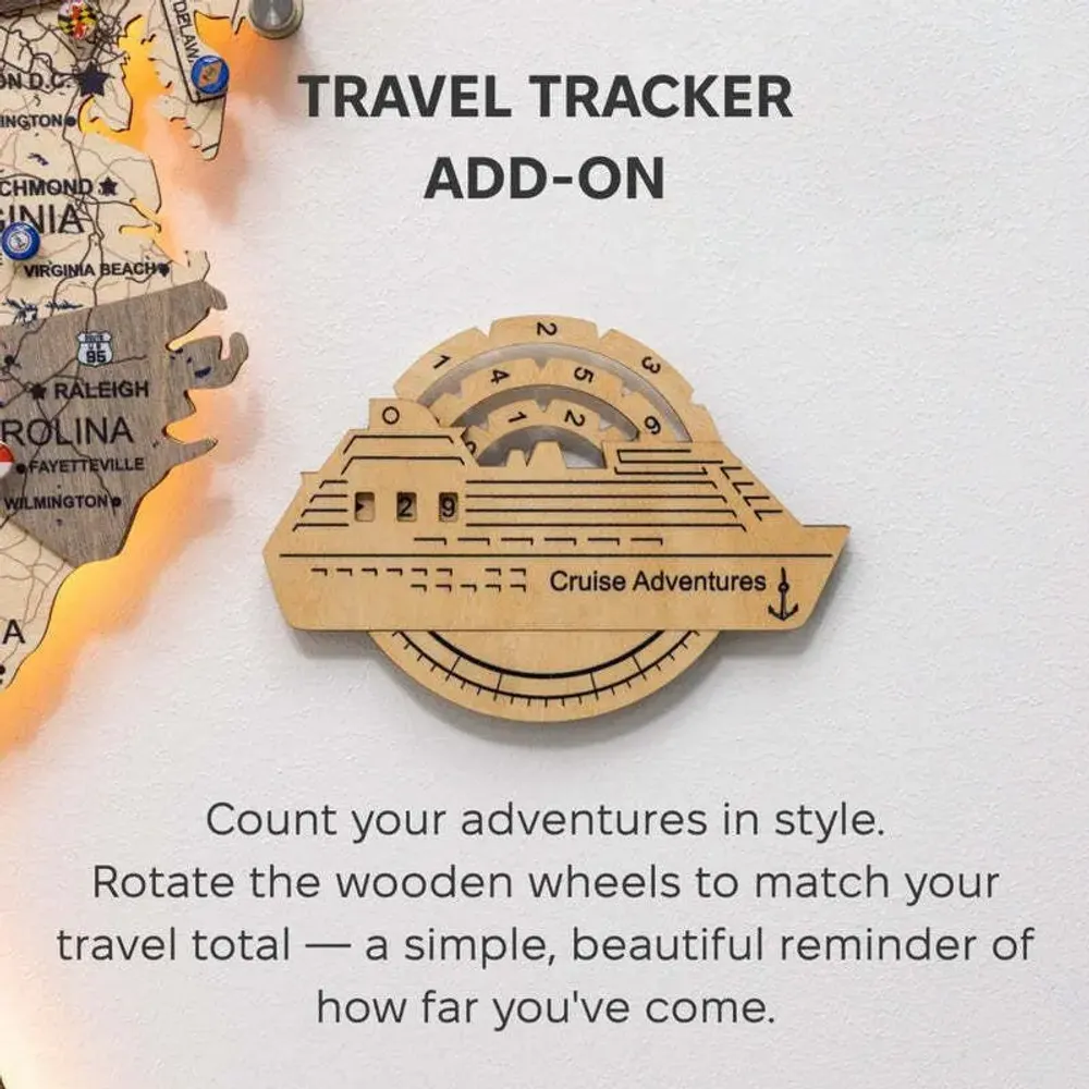 Decorative objects - Travel Tracker Cruise Liner 3D Colored Wooden World Map - Gold - ENJOY THE WOOD