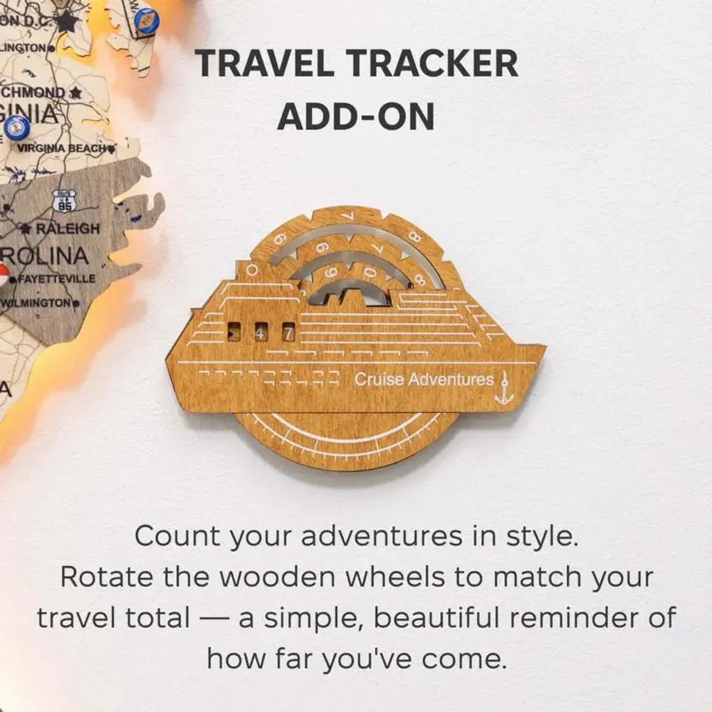 Objets de décoration - Carte du Monde en Bois Colorée 3D Travel Tracker Cruise Liner - Chêne - ENJOY THE WOOD