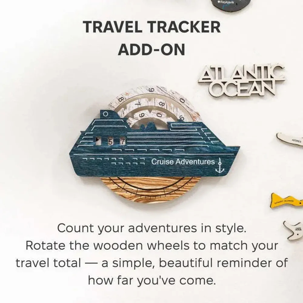 Decorative objects - Travel Tracker Cruise Liner 3D Colored Wooden World Map - Mystery - ENJOY THE WOOD
