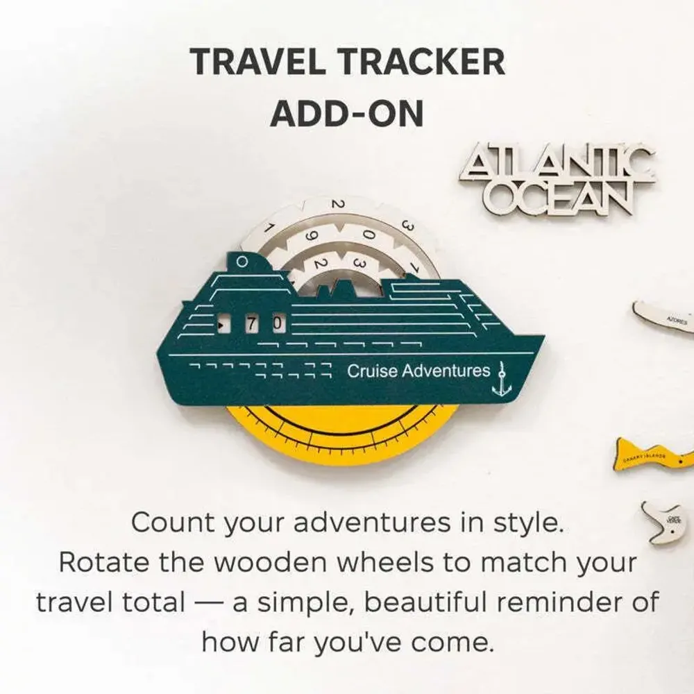 Decorative objects - Travel Tracker Cruise Liner 3D Colored Wooden World Map - Country - ENJOY THE WOOD