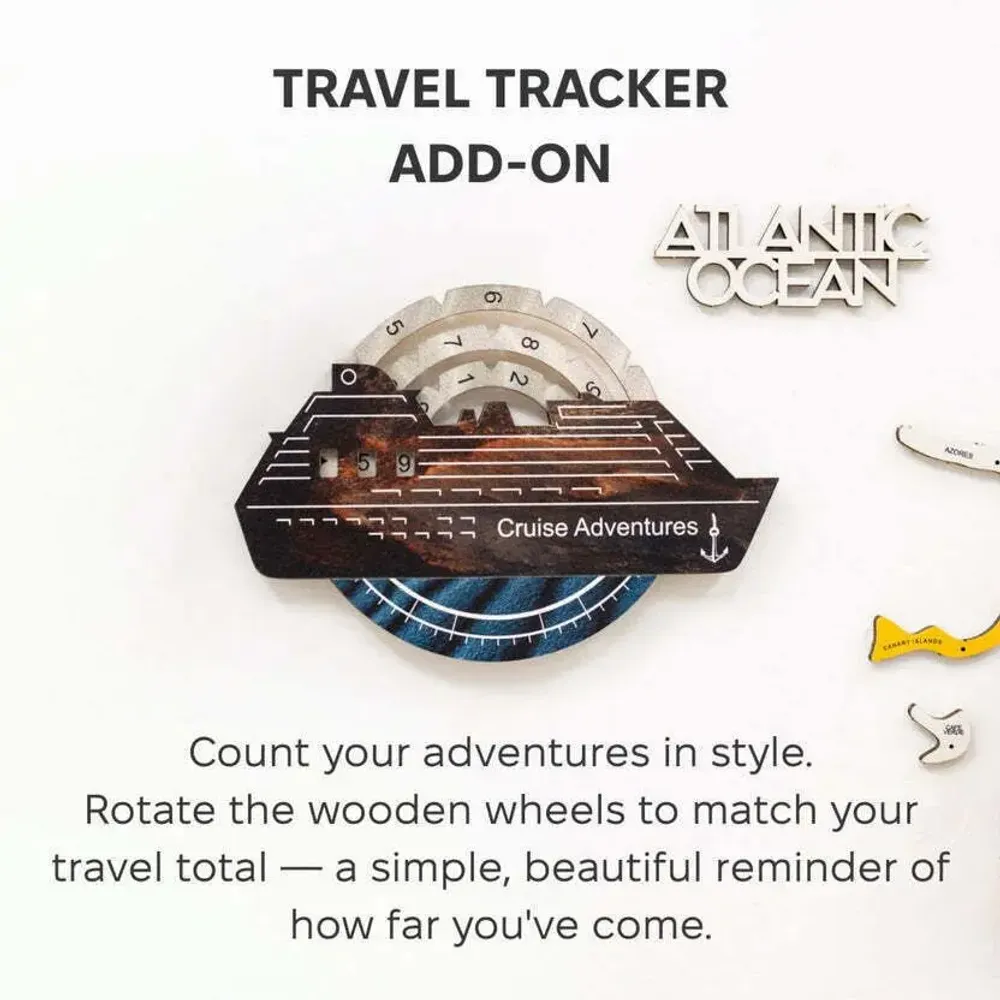 Decorative objects - Travel Tracker Cruise Liner 3D Colored Wooden World Map - Dune - ENJOY THE WOOD