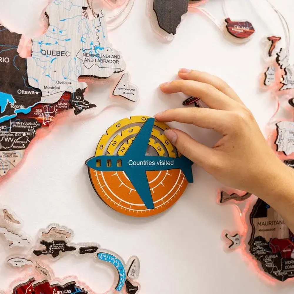 Objets de décoration - Carte du Monde en Bois Colorée 3D Travel Tracker - Indie - ENJOY THE WOOD