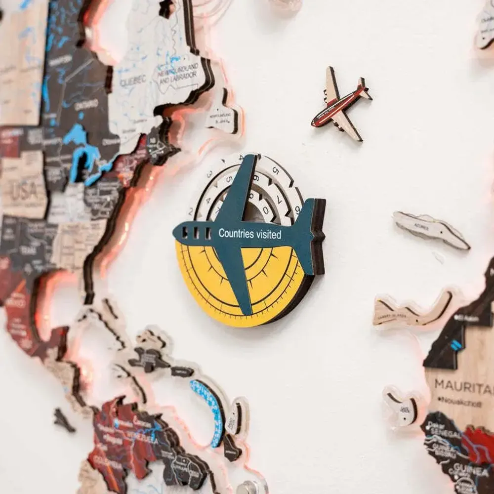 Objets de décoration - Carte du Monde en Bois Colorée 3D Travel Tracker - Pays - ENJOY THE WOOD