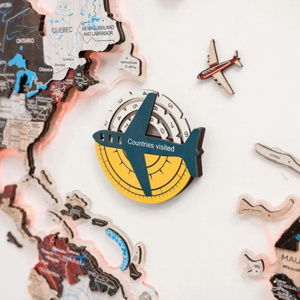 Objets de décoration - Carte du Monde en Bois Colorée 3D Travel Tracker - Pays - ENJOY THE WOOD