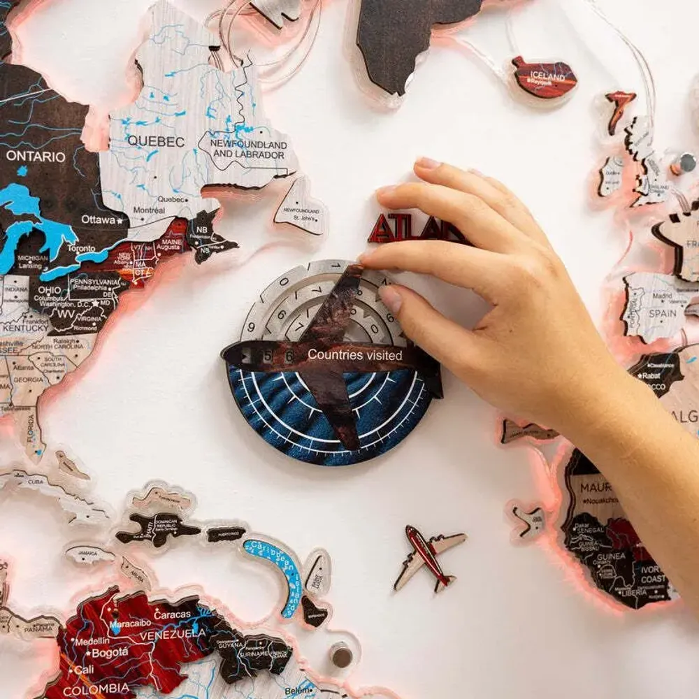 Objets de décoration - Carte du Monde en Bois Colorée 3D Travel Tracker - Dune - ENJOY THE WOOD