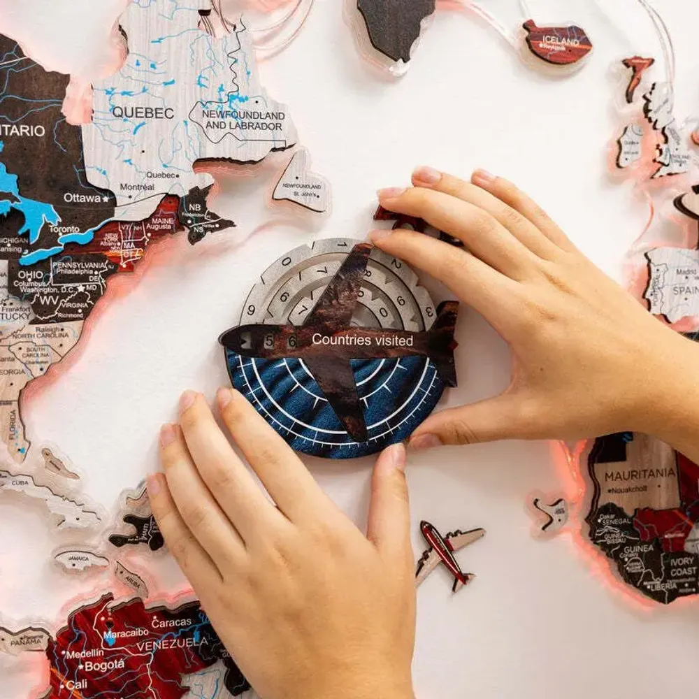 Objets de décoration - Carte du Monde en Bois Colorée 3D Travel Tracker - Dune - ENJOY THE WOOD