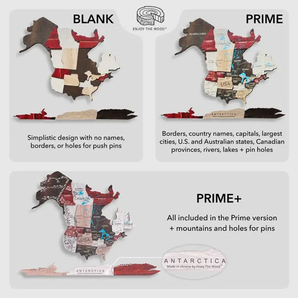 Other wall decoration - World Wooden Map Colored 3D XL Prime Plus Urban Lum - ENJOY THE WOOD