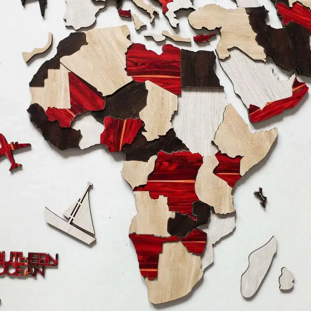 Other wall decoration - World Wooden Map Colored 3D 3XL Prime Urban Lum - ENJOY THE WOOD