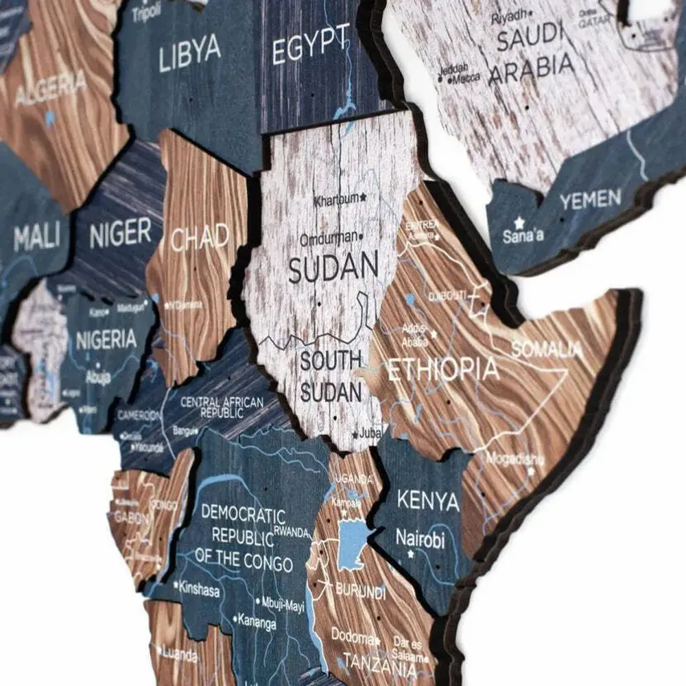 Other wall decoration - World Wooden Map Colored 3D XL Prime Plus Mystery Lum - ENJOY THE WOOD