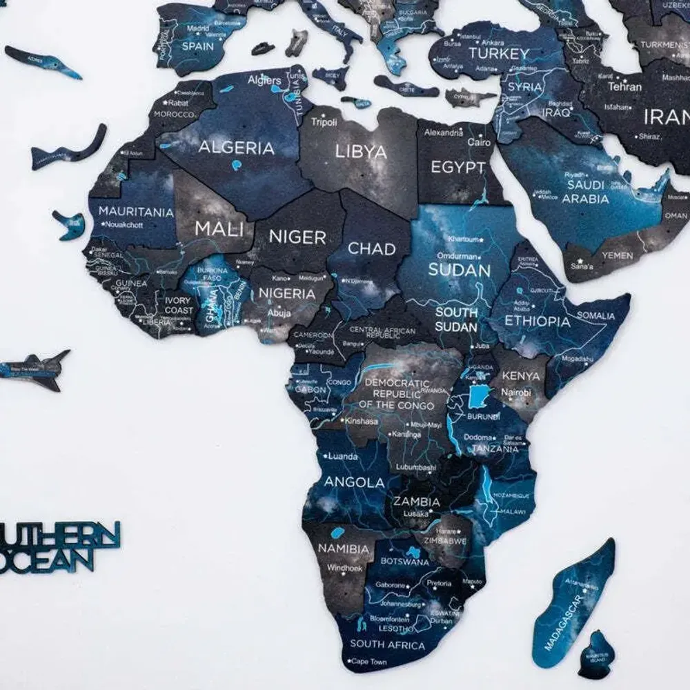 Autres décorations murales - Carte du Monde en Bois Colorée 3D 3XL Espace Vide Lum - ENJOY THE WOOD