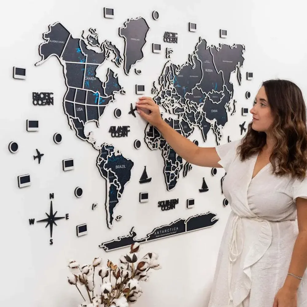 Other wall decoration - World Photo Map L Midnight - ENJOY THE WOOD