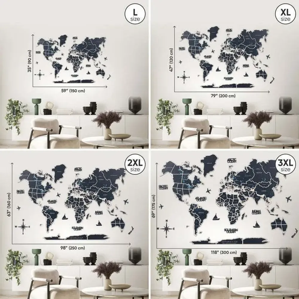 Other wall decoration - World Photo Map XL Midnight - ENJOY THE WOOD