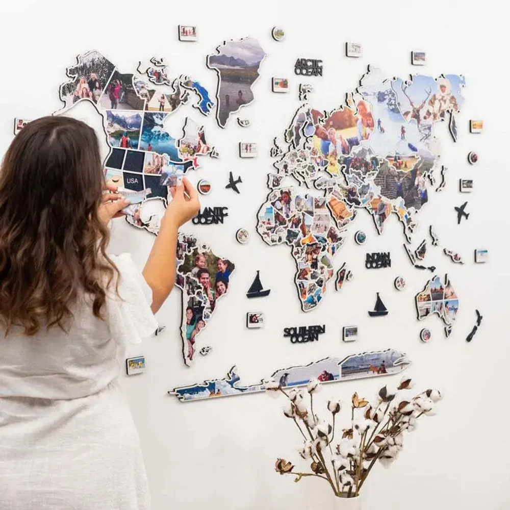 Autres décorations murales - Carte Photo Mondiale 2XL Minuit - ENJOY THE WOOD