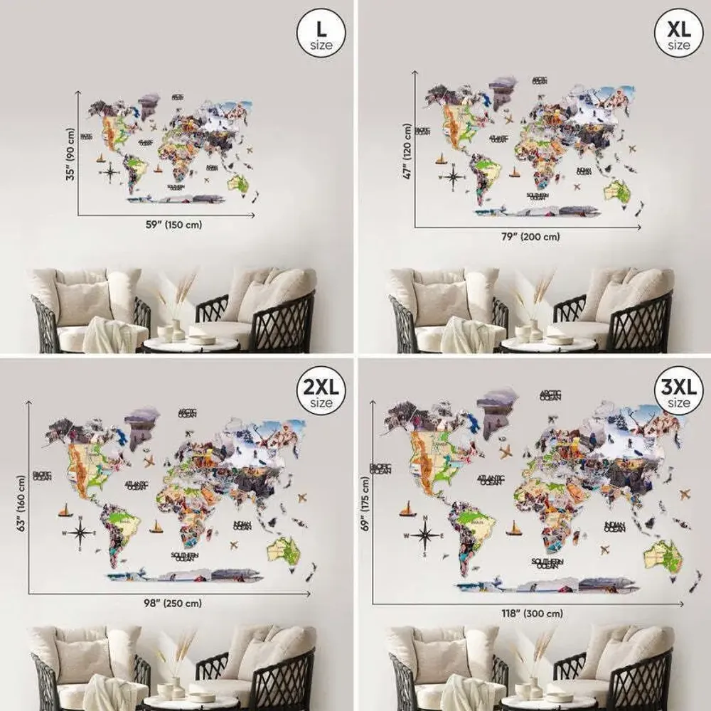 Autres décorations murales - Carte Photo Mondiale 3XL Physique - ENJOY THE WOOD