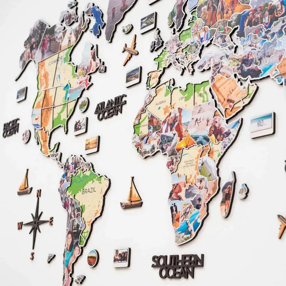 Other wall decoration - World Photo Map L Physical - ENJOY THE WOOD