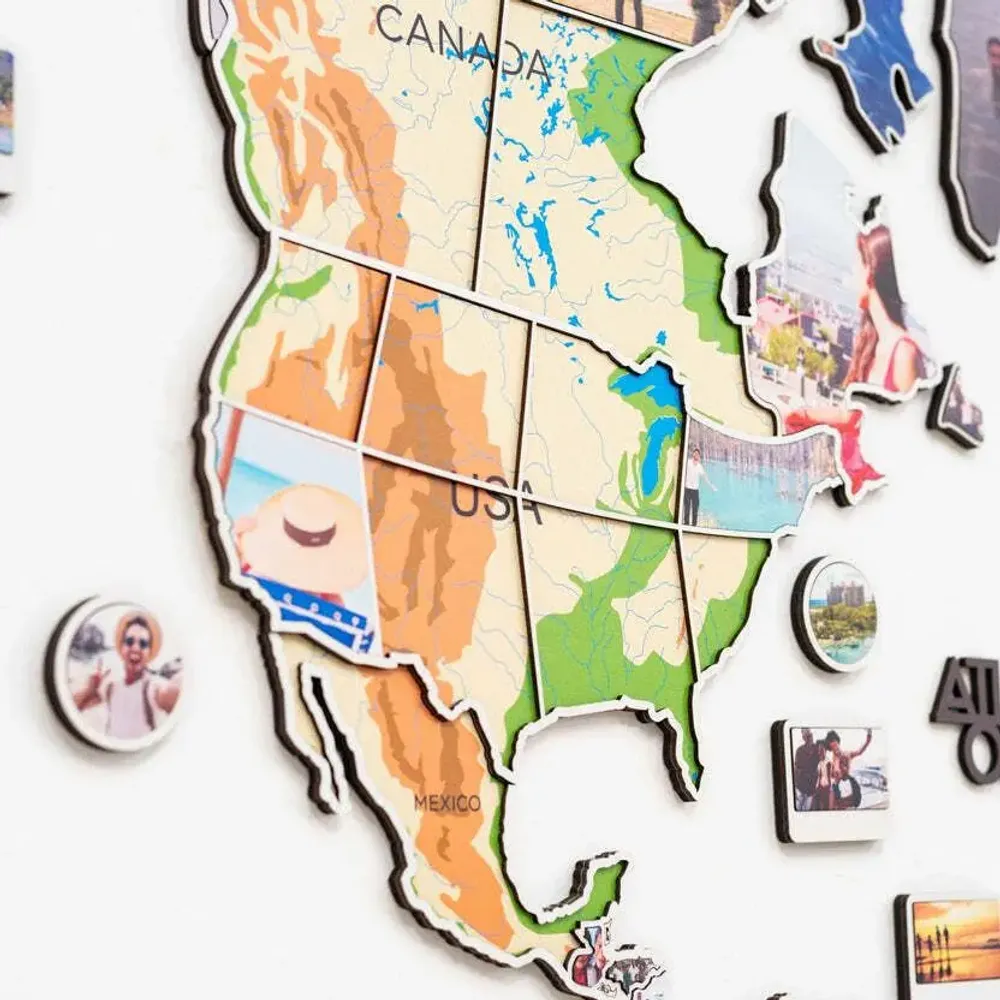 Other wall decoration - World Photo Map L Physical - ENJOY THE WOOD