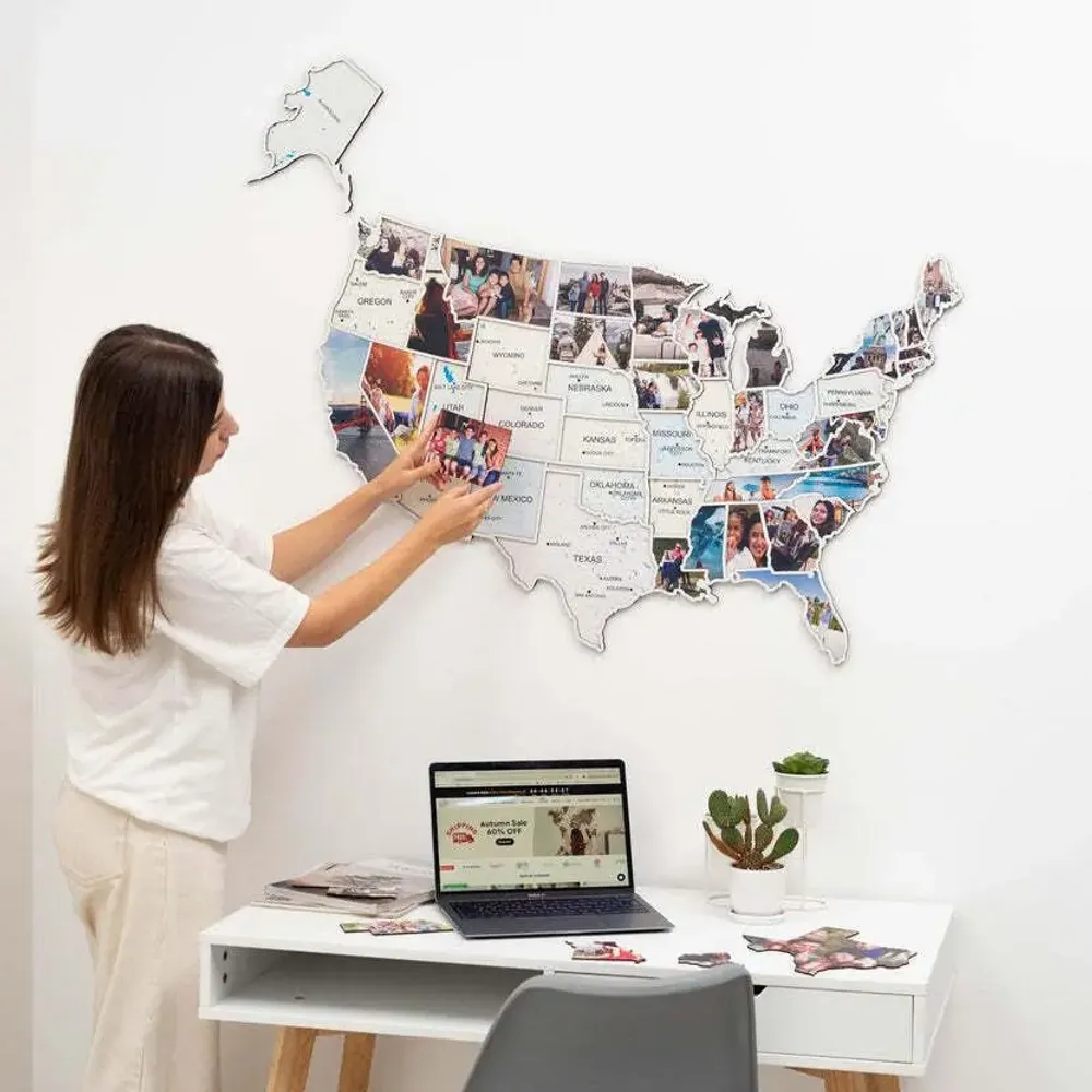 Other wall decoration - USA Photo Map Pastel L - ENJOY THE WOOD
