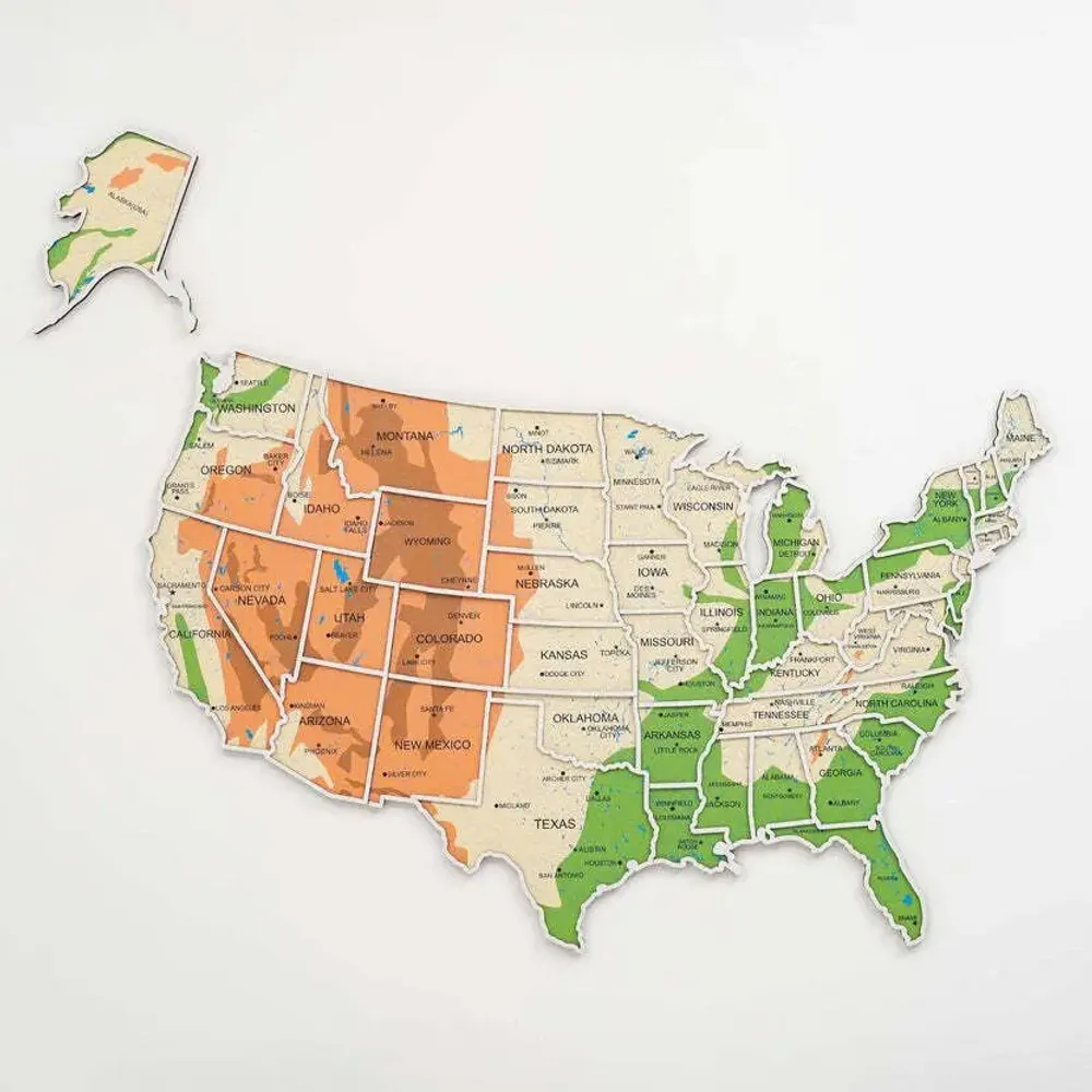 Other wall decoration - USA Photo Map Physical S - ENJOY THE WOOD