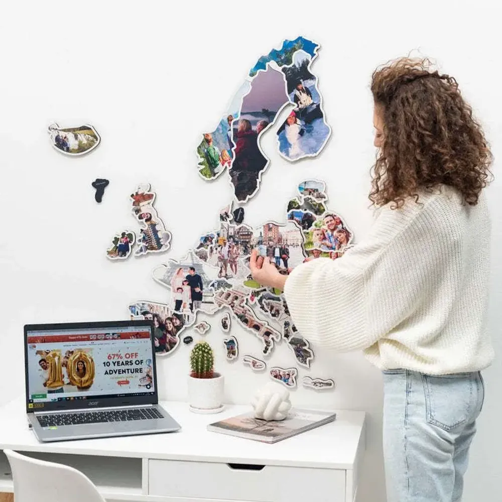 Other wall decoration - Europe Photo Map Midnight L - ENJOY THE WOOD