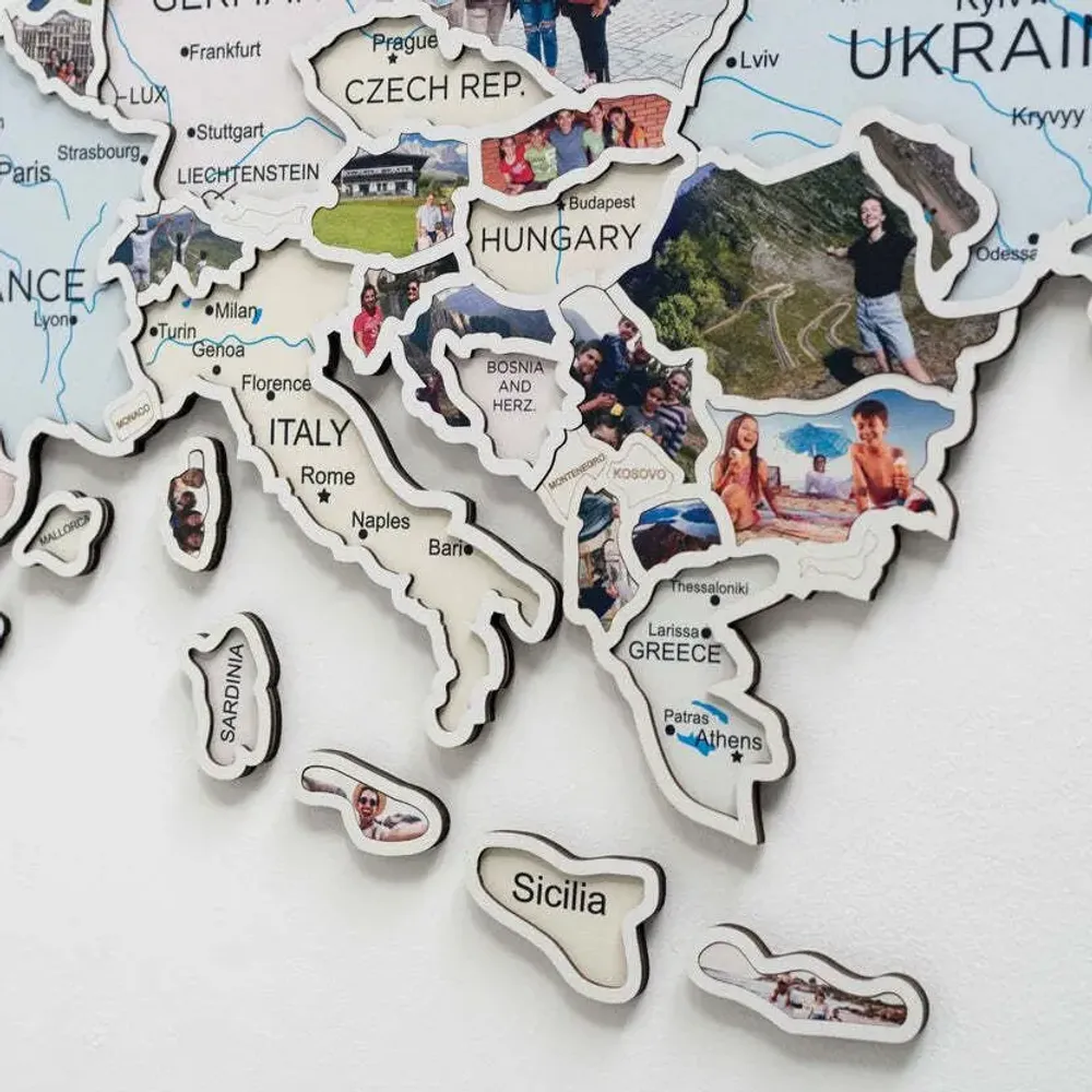 Autres décorations murales - Carte photo Europe Pastel L - ENJOY THE WOOD