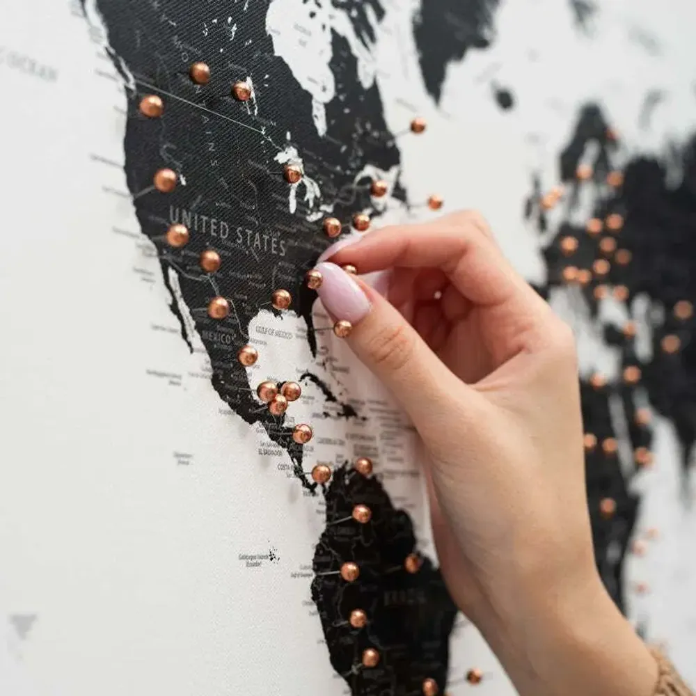 Other wall decoration - World Map on Canvas - Onyx Black Frame M - ENJOY THE WOOD