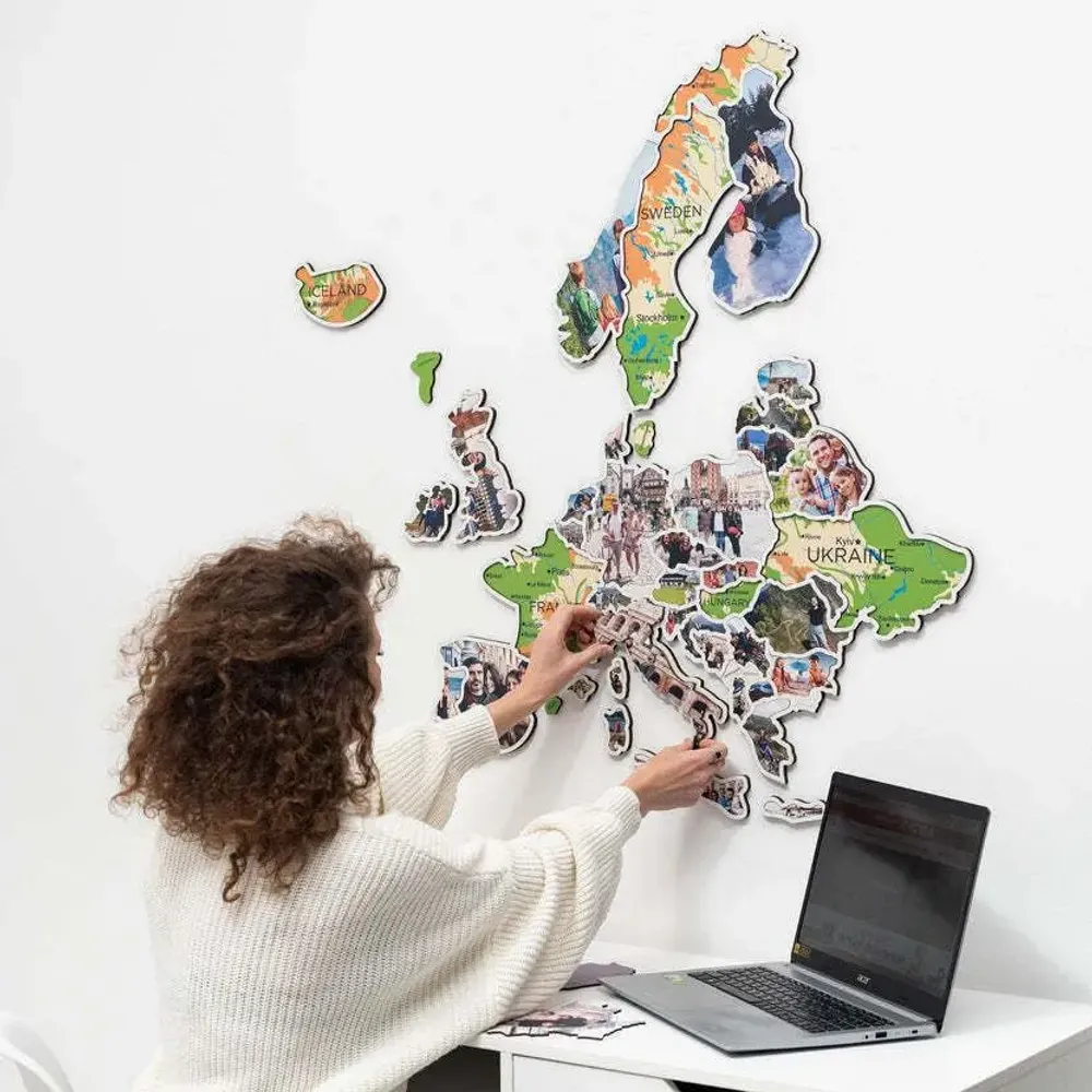 Other wall decoration - Europe Photo Map Physical M - ENJOY THE WOOD