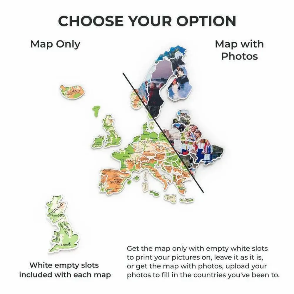 Other wall decoration - Europe Photo Map Physical M - ENJOY THE WOOD