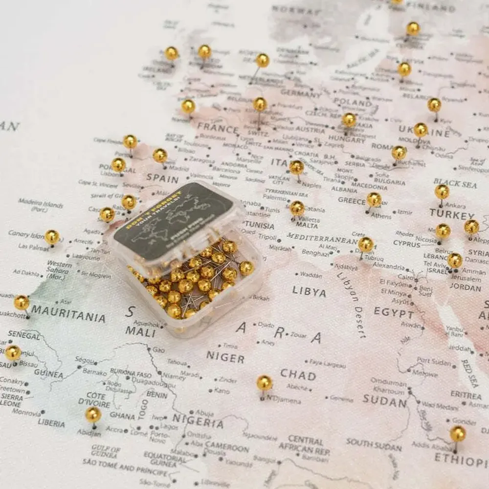 Other wall decoration - World Map on Canvas - Colorful White Frame L - ENJOY THE WOOD