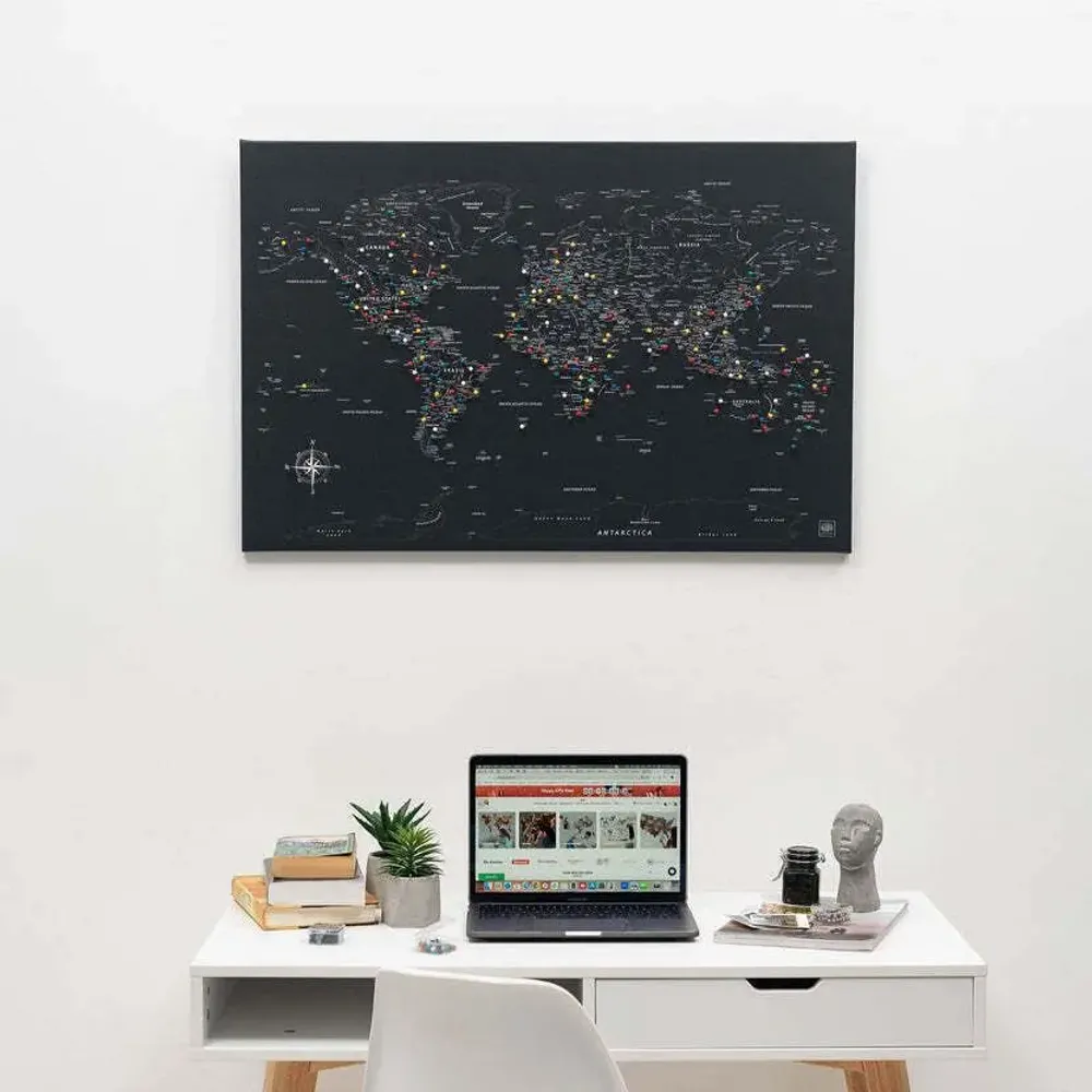 Other wall decoration - World Map on Canvas - Black Black Frame M - ENJOY THE WOOD