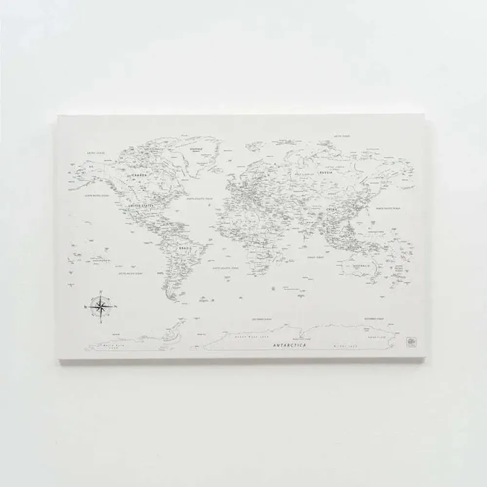 Autres décorations murales - Carte du Monde sur Toile - Blanc sans Cadre M - ENJOY THE WOOD
