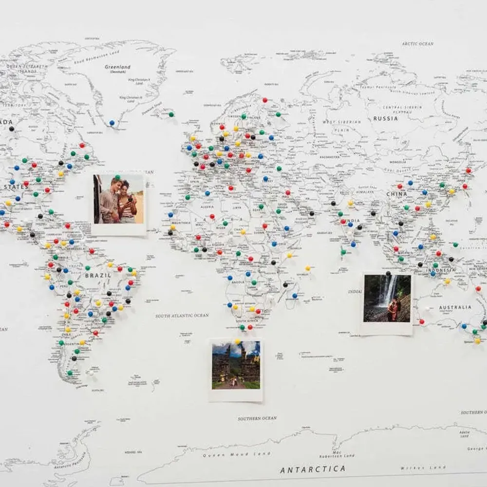 Autres décorations murales - Carte du Monde sur Toile - Cadre Blanc Blanc M - ENJOY THE WOOD